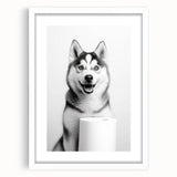 Husky Bathroom Wall Art - Minimalist Black and White Decor