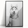 Husky Bathroom Wall Art - Minimalist Black and White Decor