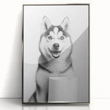 Husky Bathroom Wall Art - Minimalist Black and White Decor