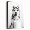 Husky Bathroom Wall Art - Minimalist Black and White Decor