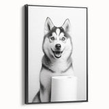 Husky Bathroom Wall Art - Minimalist Black and White Decor