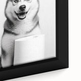 Husky Bathroom Wall Art - Minimalist Black and White Decor
