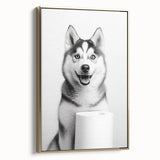 Husky Bathroom Wall Art - Minimalist Black and White Decor