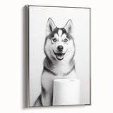 Husky Bathroom Wall Art - Minimalist Black and White Decor