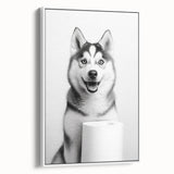 Husky Bathroom Wall Art - Minimalist Black and White Decor