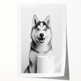 Husky Bathroom Wall Art - Minimalist Black and White Decor