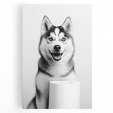 Husky Bathroom Wall Art - Minimalist Black and White Decor