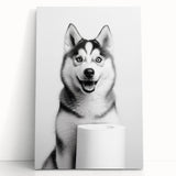 Husky Bathroom Wall Art - Minimalist Black and White Decor