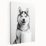 Husky Bathroom Wall Art - Minimalist Black and White Decor