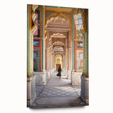 Large abstract depiction of an Indian landscape in muted earth tones on acrylic glass, ideal for bedroom or dining room art.