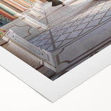 Art deco poster of an Indian landscape in vibrant earth tones on rolled canvas, suitable for dining room decor.