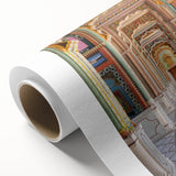 Art Deco poster of Indian scenery in pastel colors on rolled canvas, ideal for nursery wall art.