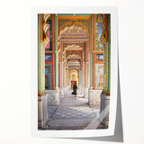 Extra large rolled print featuring a serene Asian landscape with lush greenery and floral elements.