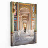 Large canvas print of an Indian landscape with vibrant greens and blues, suitable for kitchen wall art.