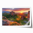 Extra large rolled print depicting a Bulgarian scenery with vibrant floral elements, ideal for art wall dining room.