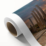 Art Deco style poster of a European Cyprus landscape on rolled canvas, suitable for nursery wall art or dining room decor.