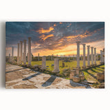 Black and white photograph of a European coastal town on stretched canvas, ideal for kitchen wall art.