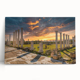 Large black and white stretched canvas depicting a European Cyprus scenery, suitable for kitchen wall art.