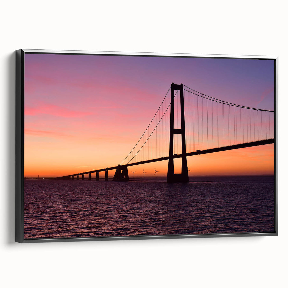 Black and white landscape art painting of a European scene on framed canvas, suitable for bedroom decor.