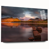 Acrylic print of a Cumbrian landscape in muted green and blue tones, suitable for bedroom or dining room decor.