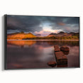 Black and white framed canvas of a Cumbrian landscape, ideal for bedroom wall art in a vintage poster style.