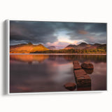 Vintage poster art of Cumbria, England, in colorful tones on extra large framed canvas, ideal for living room decor.