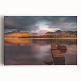 Black and white photograph of Cumbria landscape on stretched canvas, ideal for kitchen wall art.