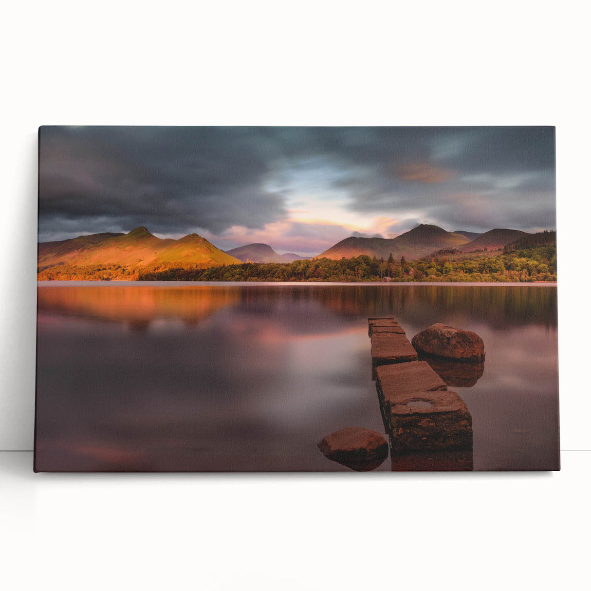 Black and white photograph of Cumbria, England on stretched canvas, ideal for kitchen wall art.