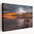Landscape painting of Cumbria, England on stretched canvas with muted green and brown tones, suitable for kitchen wall art.