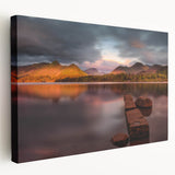Landscape painting of Cumbria, England on stretched canvas with muted green and brown tones, suitable for kitchen wall art.