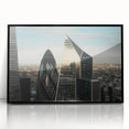Large abstract wall art featuring the London skyline in muted black and gray tones on a framed acrylic.