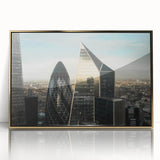 Acrylic print of London scenery in art deco style, featuring gold and blue tones, ideal for modern art wall decor.