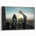 Black and white landscape art painting of London on framed canvas, ideal for bedroom wall decor.