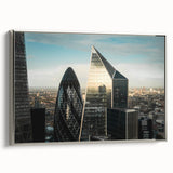 Landscape art painting of London featuring a vintage poster style on a framed canvas.