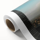 Art Deco poster of London skyline in soft pastel hues on rolled canvas, suitable for nursery wall art.