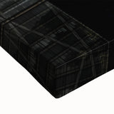 Large art of London skyline in black and white on stretched canvas, ideal for bedroom wall decor.