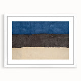 Textured art of abstract European scenery in muted earth tones on a framed white mat, suitable for bedroom decor.