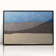 Large abstract wall art featuring a mid-century modernist depiction of a European Estonian landscape in muted earth tones on…
