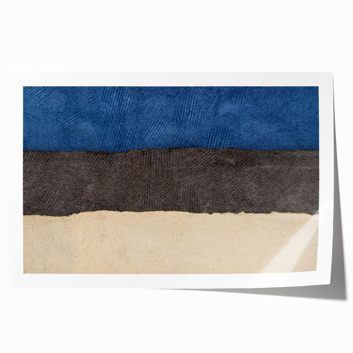 Scenic European landscape with lush greenery and a river, in soft earth tones on a rolled canvas.