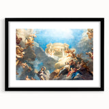 Colorful abstract art print of Paris scenery in vibrant hues on a large framed canvas, suited for living room decor.