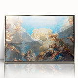 Large acrylic print of a mid-century modernist Paris skyline in muted gray tones, ideal for modern art wall decor.