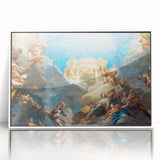 Mid-century modernist art of Paris skyline in muted gray tones on a framed acrylic, suitable for nursery wall art.