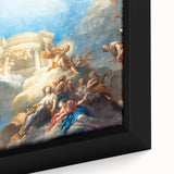 Extra large framed canvas of a textured Paris scenery in black with colorful accents, ideal for living room decor.