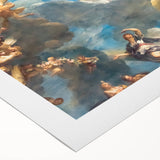 Art deco poster of Paris scenery in muted gray and blue tones on rolled canvas, suitable for dining room decor.