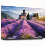 Large abstract depiction of Provence scenery in muted earth tones on acrylic glass, ideal for bedroom or dining room art.