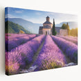 Provence, France landscape painting on stretched canvas, featuring vibrant green and blue hues, ideal for kitchen wall art.