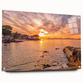 Large abstract portrayal of a South France scenery on acrylic glass, using muted earth tones, ideal for dining room art.