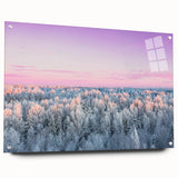 Large abstract wall art on acrylic glass depicting a serene Latvian landscape, ideal for bedroom or dining room decor.