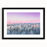 Extra large abstract art print featuring a colorful, textured depiction of a European scenery, framed in black.