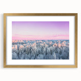 Abstract art print of a European landscape in muted gold and green, framed with a mat, suitable for dining room decor.